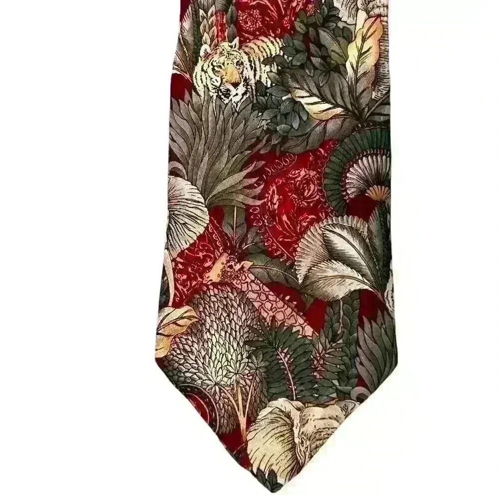 R Juliano 100%‎ Silk Tie Animal Print Business Preppy